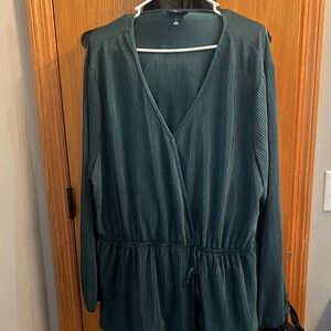 Emerald green  Long Sleeve Wrap Top